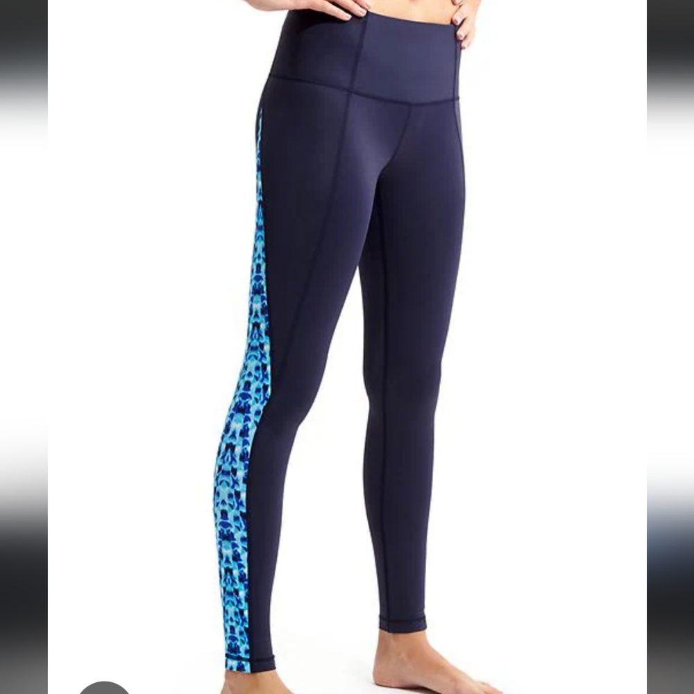 Athleta Workout Leggings with Blue With Tie Dye Sides